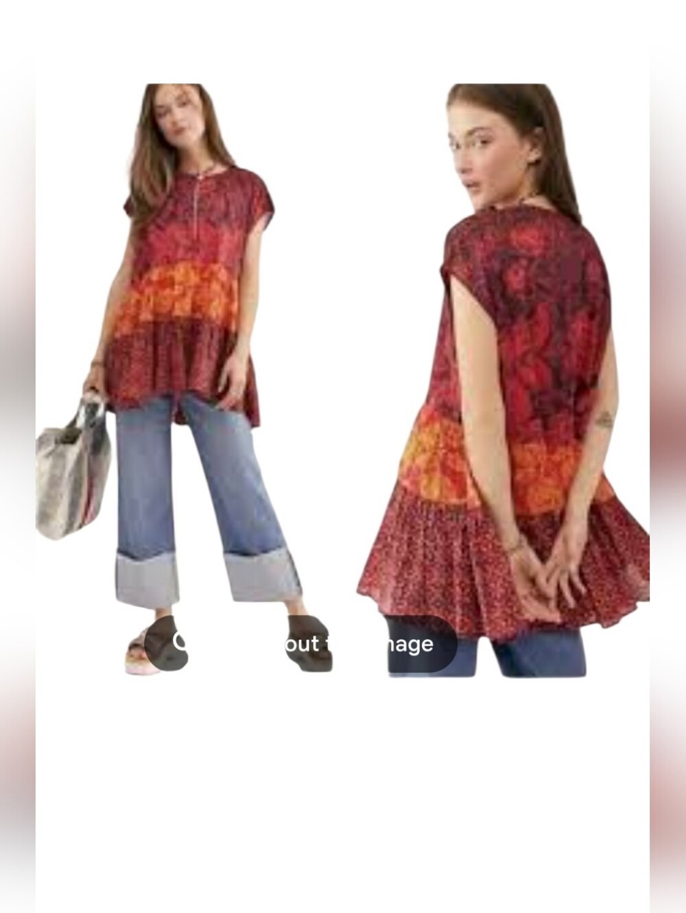 Free People "Gotta Have You" Boho Oversized Tunic top - XS.          Y58